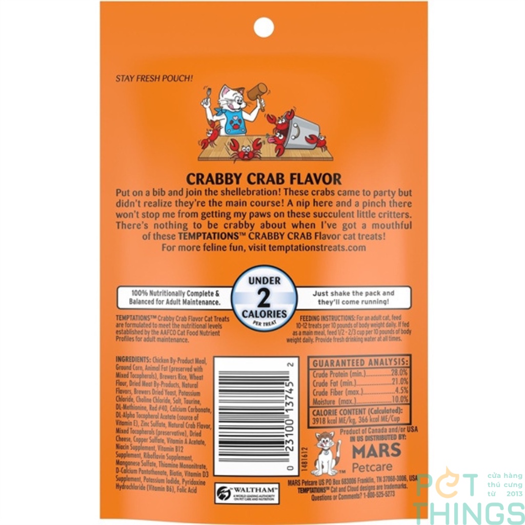 Bánh thưởng cho mèo Temptations Mỹ 85g