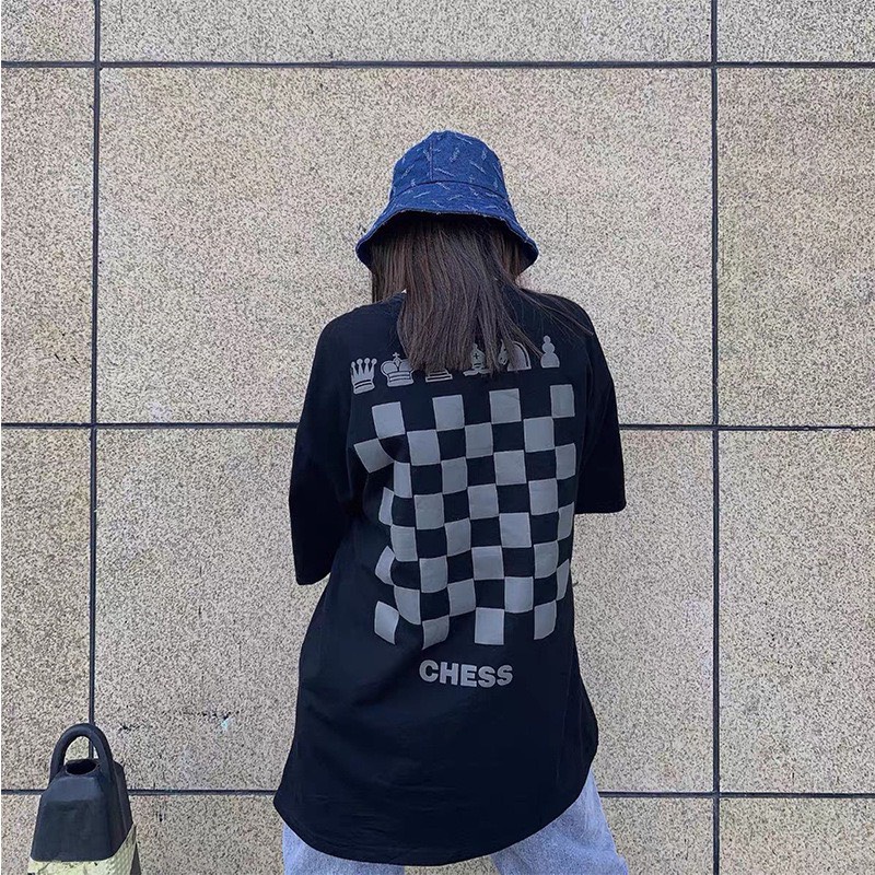 Áo thun in hình bàn cờ RUBY tay lỡ form rộng, vintage cá tính Ulzzang,chât cotton co dãn 4 chiều, mát mịn 2022