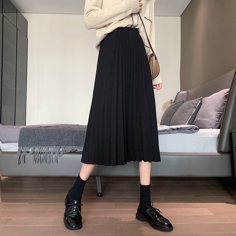 Xiaozhainv Fashion Pure Color All Match High Waist A Line Midi skirts | BigBuy360 - bigbuy360.vn