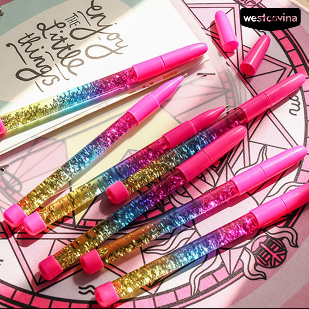 [Hot]✍Bút Bi Mực Xanh Có Tay Cầm Đính Kim Sa Lấp Lánh Cho Học Sinh/Văn Phòng