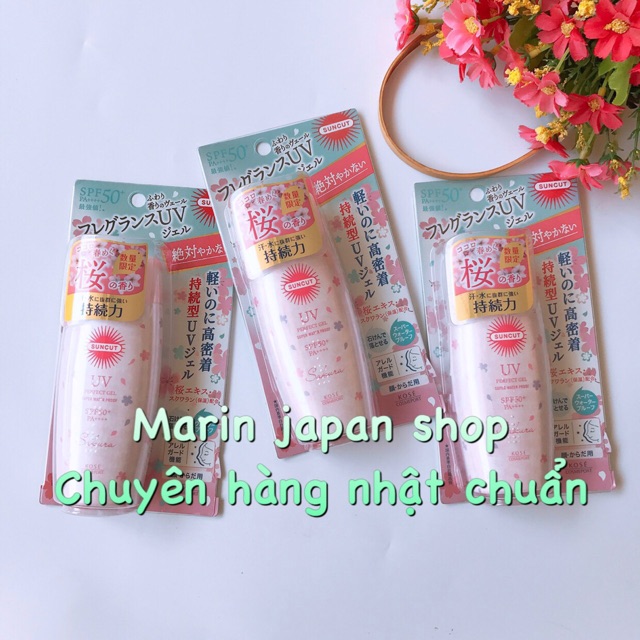 (Mới ra) kem chống nắng Suncut Kose Nhật Bản bản sakura hoa anh đào Perfect gel uv