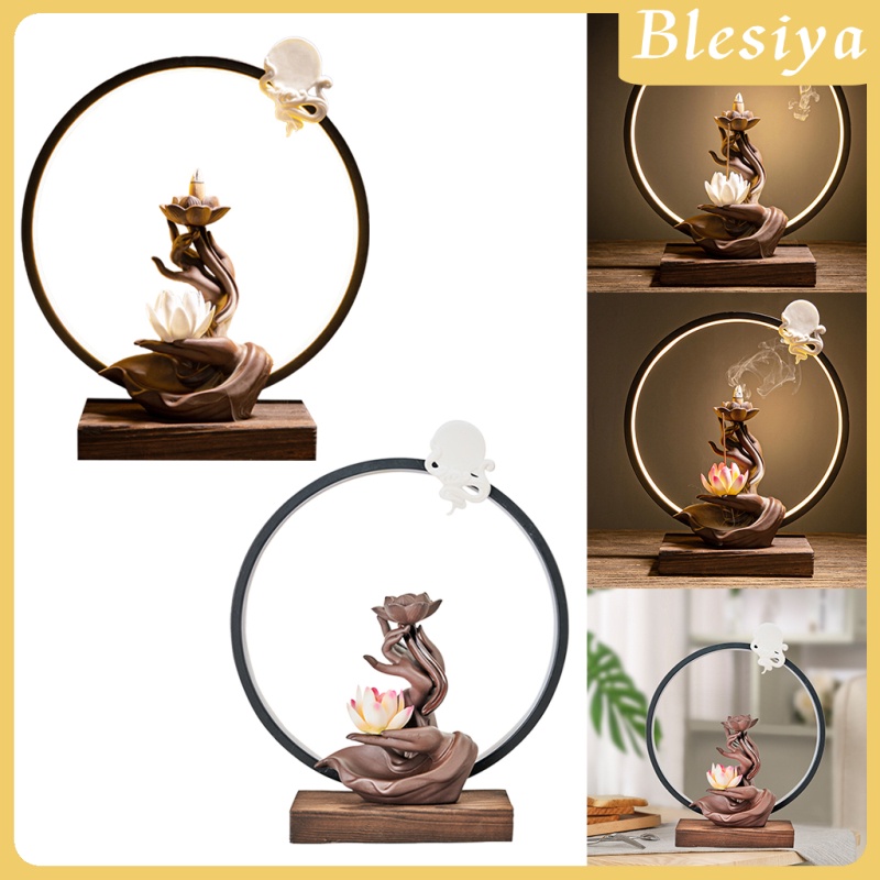 [BLESIYA] Ceramic Backflow Waterfall Incense Burner LED Light