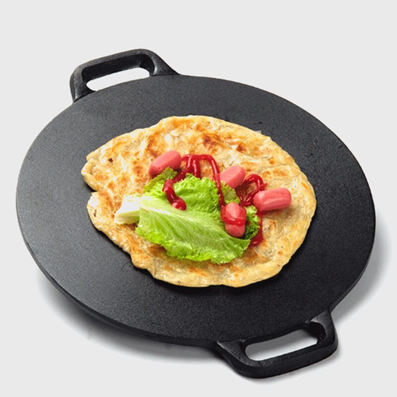 Chảo gang đúc dày, bánh xèo đáy phẳng, đĩa sắt chảo, dụng cụ làm pancake gia dụng, rán tay nắm kếp