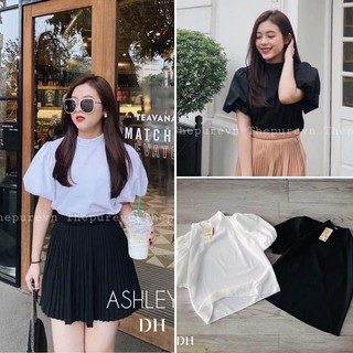Sơ Mi Cổ Tàu, Tay Bồng, 2 Màu Đen Trắng, Bánh Bèo, Sang Chảnh - Có Ảnh Thật - Oho Clothing