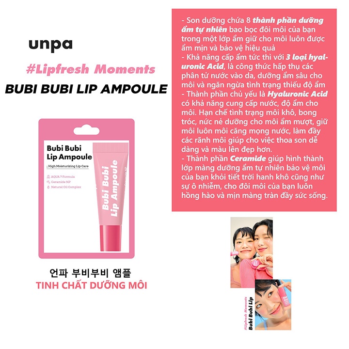 Tinh chất Dưỡng Môi UNPA  BUBI BUBI Lip Ampoule 10g