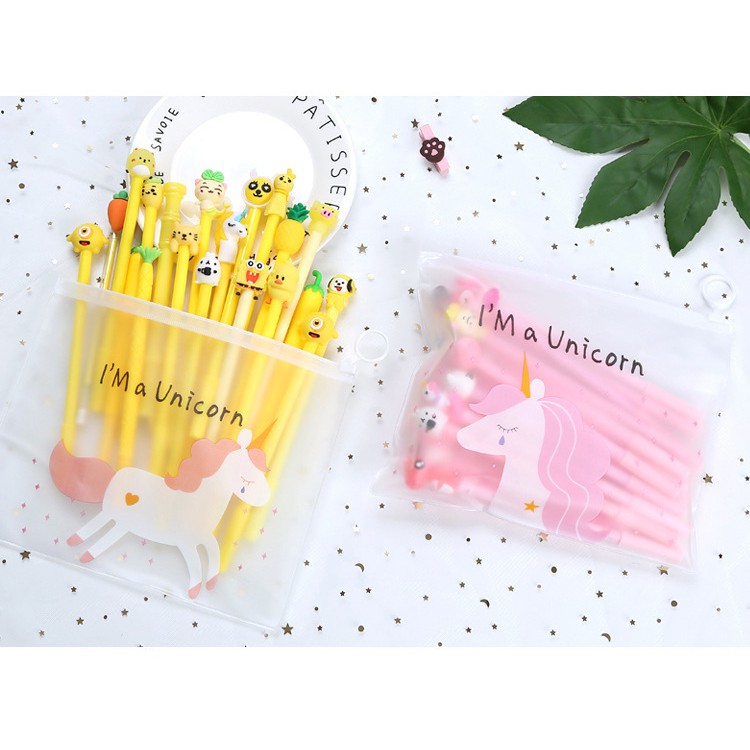 Set 20 Bút Bi Nước Hình Thú Ngộ Nghĩnh Cute - Bút Viết Kèm Túi Zip (màu ngẫu nhiên) D5