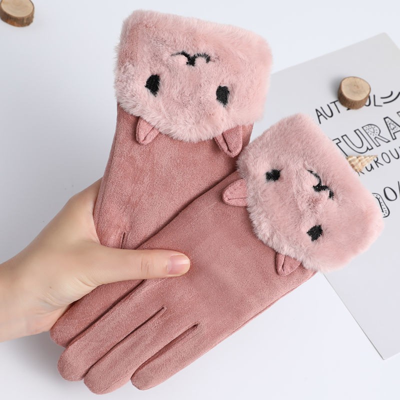 Găng Tay Da Lộn Giữ Ấm Khi Đi Xe Máy Cho Nữ