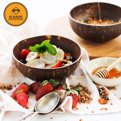 COMBO Tiết Kiệm - Granola Vị Truyền Thống Siêu Hạt + Chén/Bát Gáo Dừa (Kèm Muỗng Dừa) DK Harvest