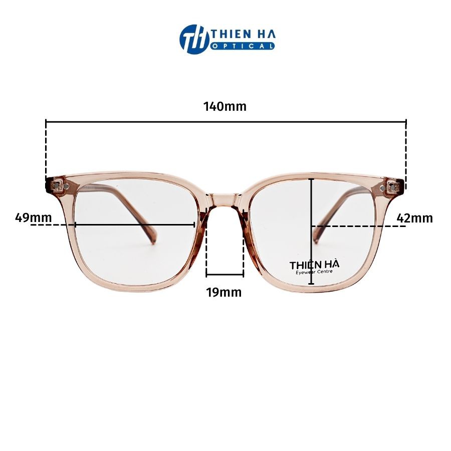 Gọng kính nam nữ THIÊN HÀ OPTICAL nhựa Acetate cao cấp dáng vuông càng mảnh lõi thép chắc trẻ trung nhiều màu TH17133