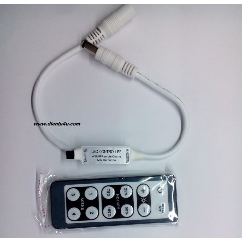 LED DIMMER 12V-24V 6A ĐIỀU KHIỂN TỪ XA IR