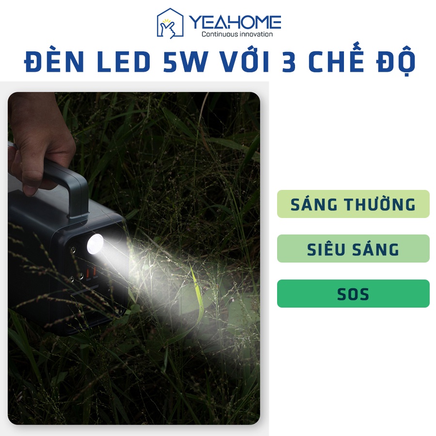 Trạm sạc dự phòng Yoobao EN300WLPD dụng lượng 72000mAh cổng 220V/300W tích hợp đèn pin phù hợp đi du lịch, camping