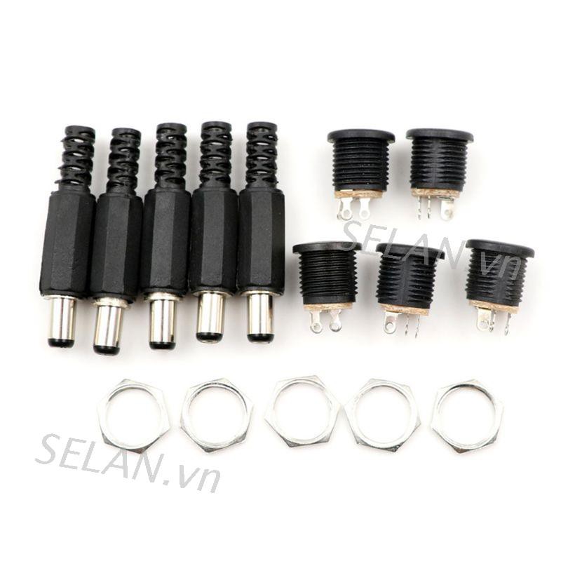Set 10 jack cắm + ổ cắm nối nguồn điện DC 12V 3A bằng nhựa