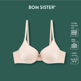 Áo lót mút vừa màu trơn có gọng cúp ngực xéo đính nơ nâng ngực tự nhiên BOM SISTER MU1926