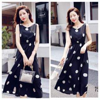 Đầm xòe sát nách chấm bi size từ 38 đến 71kg