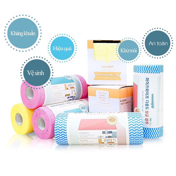 Sỉ 12k-Cuộn 50 miếng khăn lau đa năng bằng vải không dệt