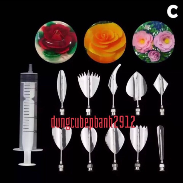 Bộ 10 kim làm thạch rau câu 3D (mẫu C)