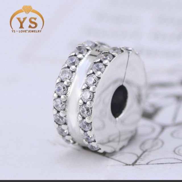 Charm clip đá 2 hàng bạc s925 vừa tất cả các vòng tay( Hình tự chụp)