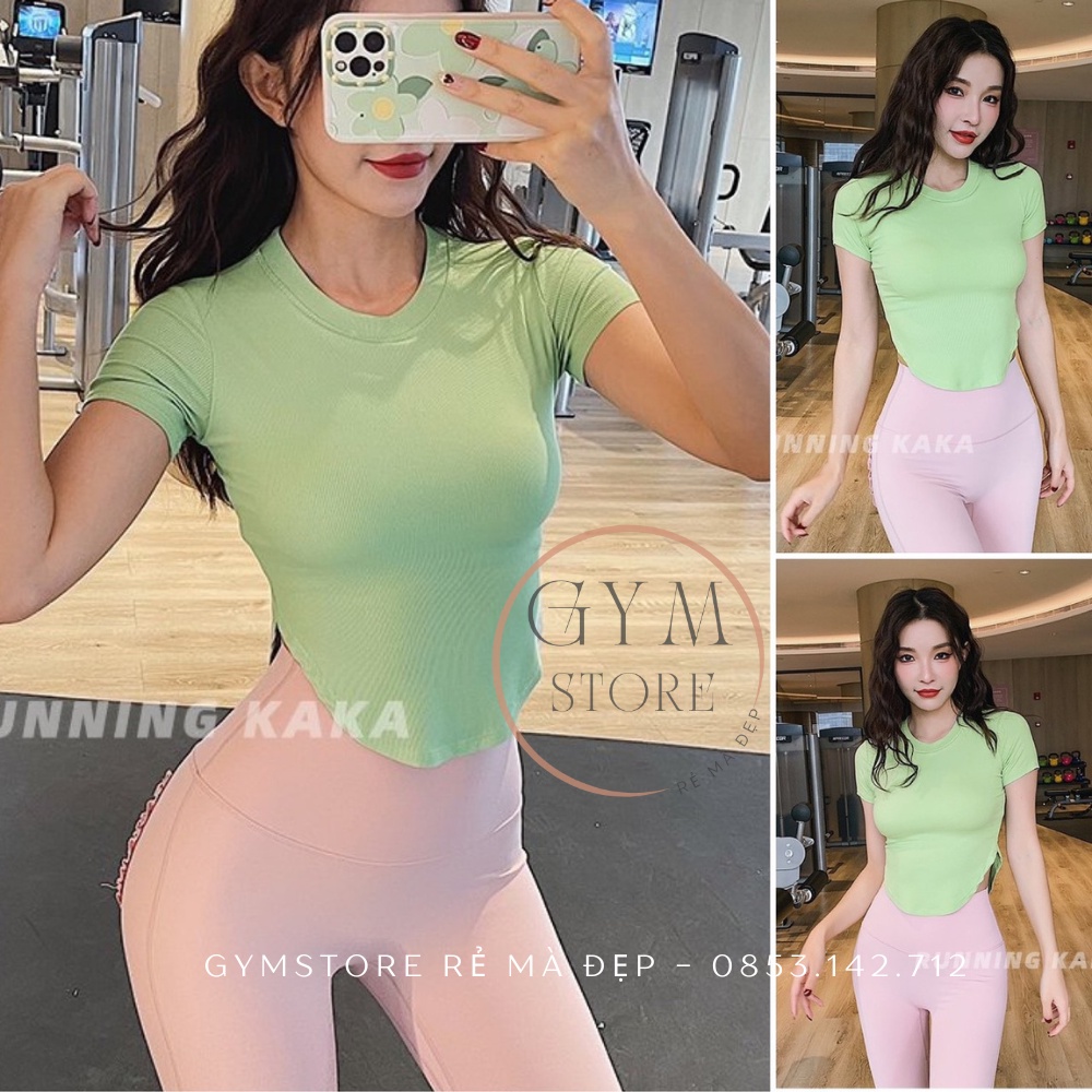 Áo Thun Ôm Body Tay Ngắn Có Mút Thể Thao Nữ Tập Gym Yoga Thun Gân Co Giãn Mịn Mát Siêu Tôn Dáng 𝐆𝐘𝐌𝐒𝐓𝐎𝐑𝐄 1921