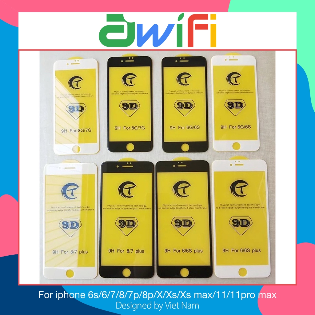Kính cường lực 9d full màn iphone 6/6plus/6s/6splus/7/7plus/8/8plus/x/xr/xs/11/12/pro/max/plus/promax - Awifi Case E1-2 | BigBuy360 - bigbuy360.vn