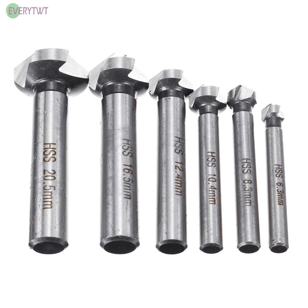 6Pcs 3 Flute Round shank 90 Degree HSS Countersink Deburring Tapered Drill Bits