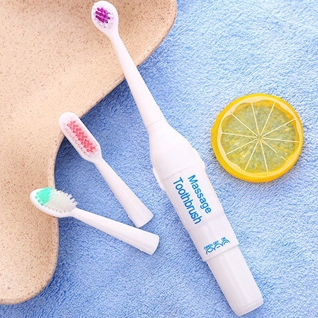 BÀN CHẢI ĐÁNH RĂNG MASSAGE TOOTHBRUSH SIÊU MỀM DÙNG PIN CHẠY TỰ ĐỘNG GỒM 3 ĐẦU THAY THẾ TIỆN LỢI