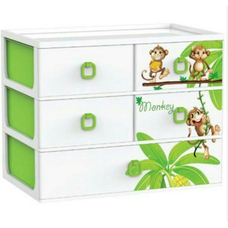 TỦ NHỰA 3 TẦNG 5 NGĂN HỌA TIẾT MINI ĐỂ BÀN