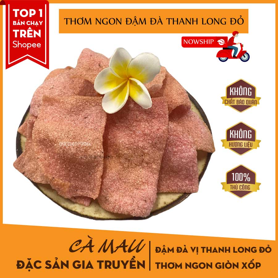 Bánh phồng thanh long đỏ |Bánh phồng thanh long đỏ Năm Căn| Đặc sản Cà Mau |GÓI 100G|Loại đặc biệt|KHÔNG NGON HOÀN TIỀN