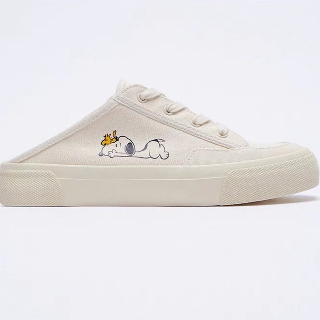 GIÀY MULE ZARA ĐẠP GÓT IN HÌNH CHÚ CHÓ SNOOPY