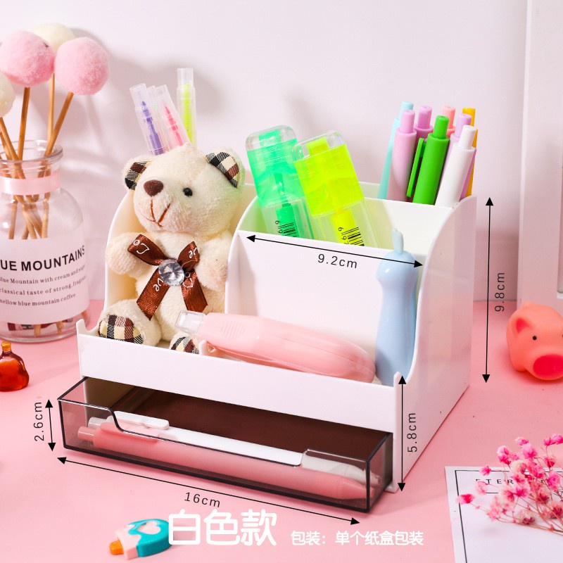 Kệ Nhựa Mini Đa Năng Decor, Đựng Bút, Cọ Trang Điểm Để Bàn Có Ngăn Kéo 4 màu