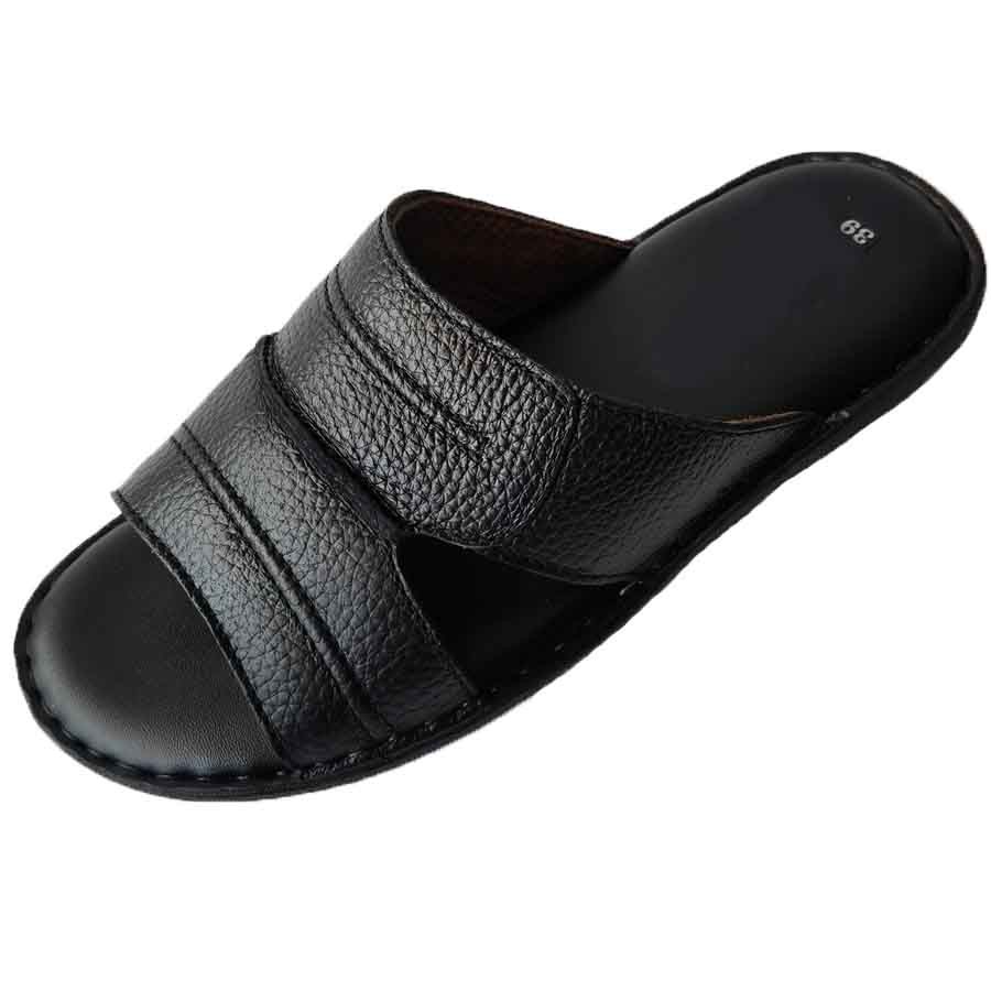 Dép Da Nam Da Bò Thật, Dép Nam Quai Ngang Da Bò Thật Khâu Đế Cao Cấp HKT Shop DNA750