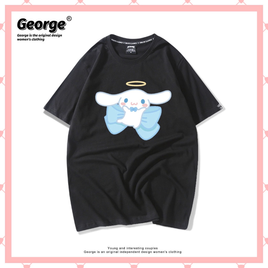 Cinnamoroll - Áo phông form rộng Hello Kitty tay ngắn nam nữ cute