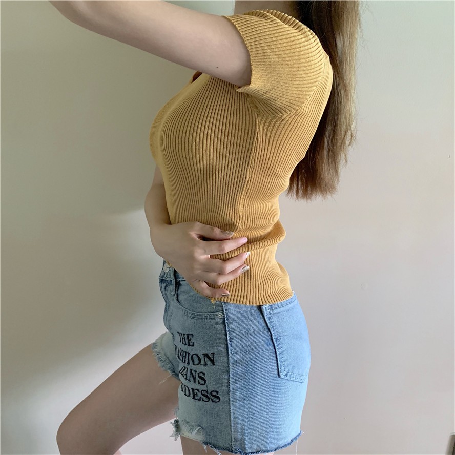 Áo dệt kim SUXI cổ chữ V tôn dáng nhiều màu sắc dễ thương cho nữ