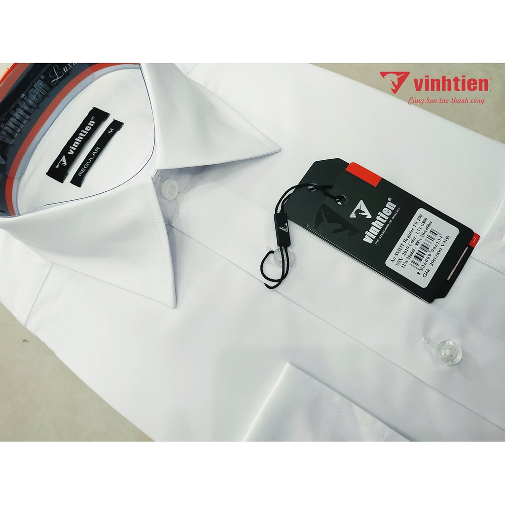 Áo Sơ Mi Nam Dài Tay Dáng Regular Vạt Ngang Vĩnh Tiến Trắng | BigBuy360 - bigbuy360.vn