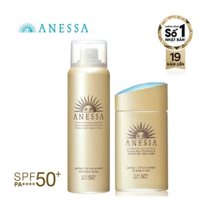 Bộ đôi xịt và sữa chống nắng Anessa(Perfect UV Gold Spray 60g+ Gold Milk 60ml)
