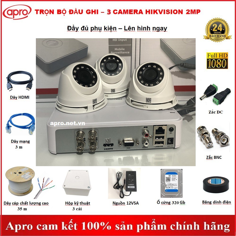 Trọn bộ đầu ghi hình, camera Hikvision chính hãng giá rẻ