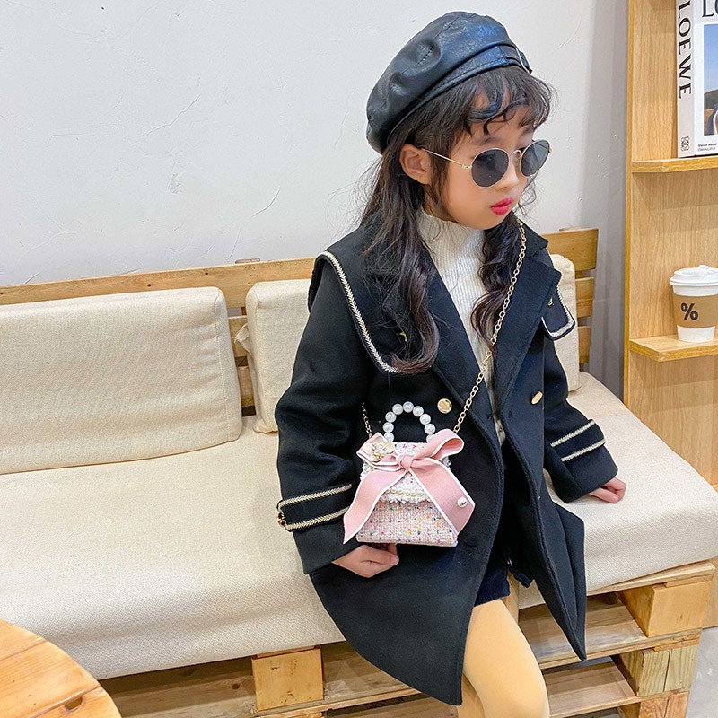 Túi đeo chéo vai đính ngọc trai dễ thương dành cho bé gái