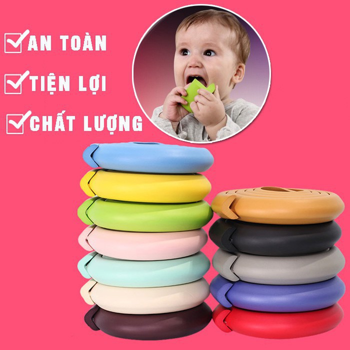 cuộn xốp bọc cạnh bàn 2m bảo về trẻ em - dây cao su mềm che bịt cạnh bàn, ghế an toàn cho bé