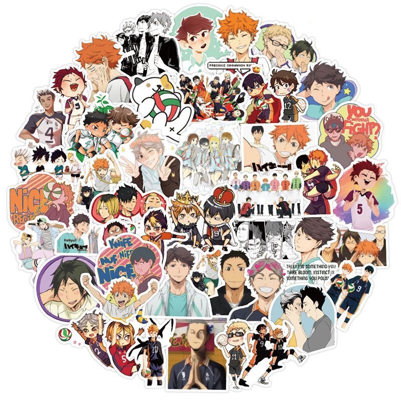 Sticker/Hình dán anime Haikyuu!! (Bộ sticker 10-50 hình khác nhau Random)