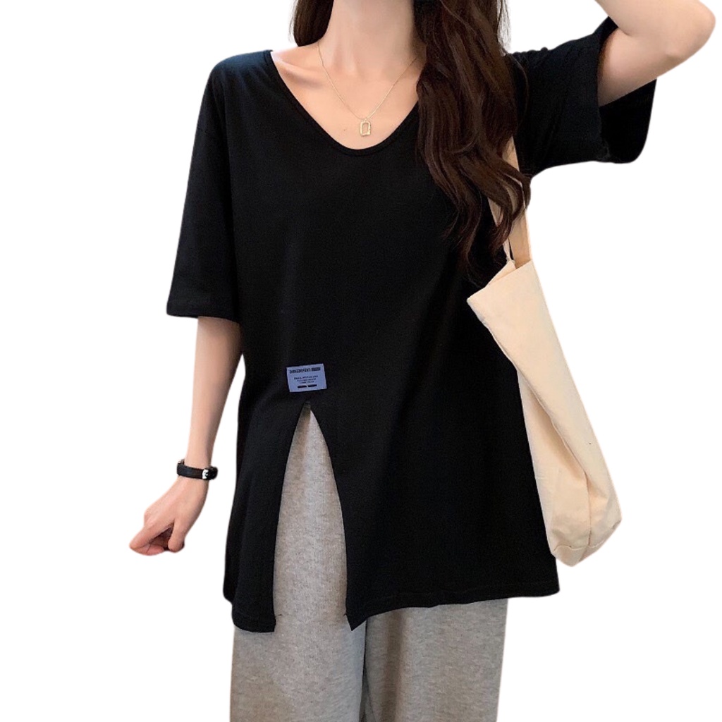 Áo thun nữ VN CLO xẻ tà cổ V - AT195
