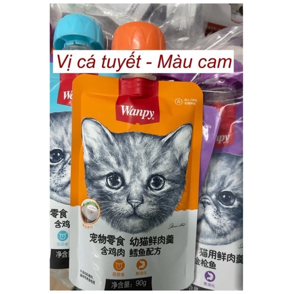 [HCM] Súp thưởng cho mèo hiệu Wanpy có nắp vặn dễ bảo quản (90g)