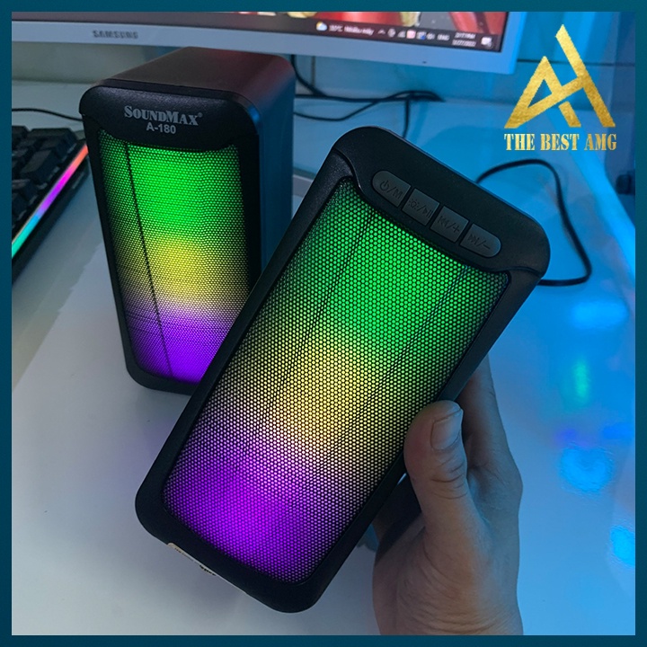 Loa Máy Tính Để Bàn Có Bluetooth LED RGB Chính Hãng 2.0 Soundmax A180 Loa Vi Tính Nghe Nhạc Laptop Pc Gaming Có Dây