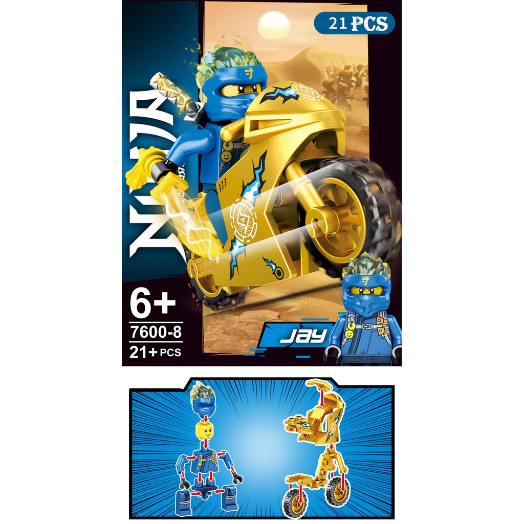 8 CÁI Bộ Đồ Chơi Xe Máy Ninjago Vàng Minifigure Ninja Búp Bê Nhỏ Thích Hợp Làm Đồ Chơi Xếp Hình Lego Quà tặng cho trẻ em