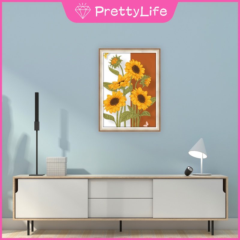 Bộ 1 Tranh Đính Đá Tự Làm Hình Hoa Hướng Dương Kích Thước 30 X 40 Cm