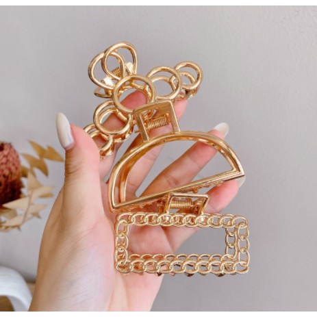 Kẹp Tóc Kim Loại Loại Lớn Phong Cách Hàn Quốc Cho Nữ