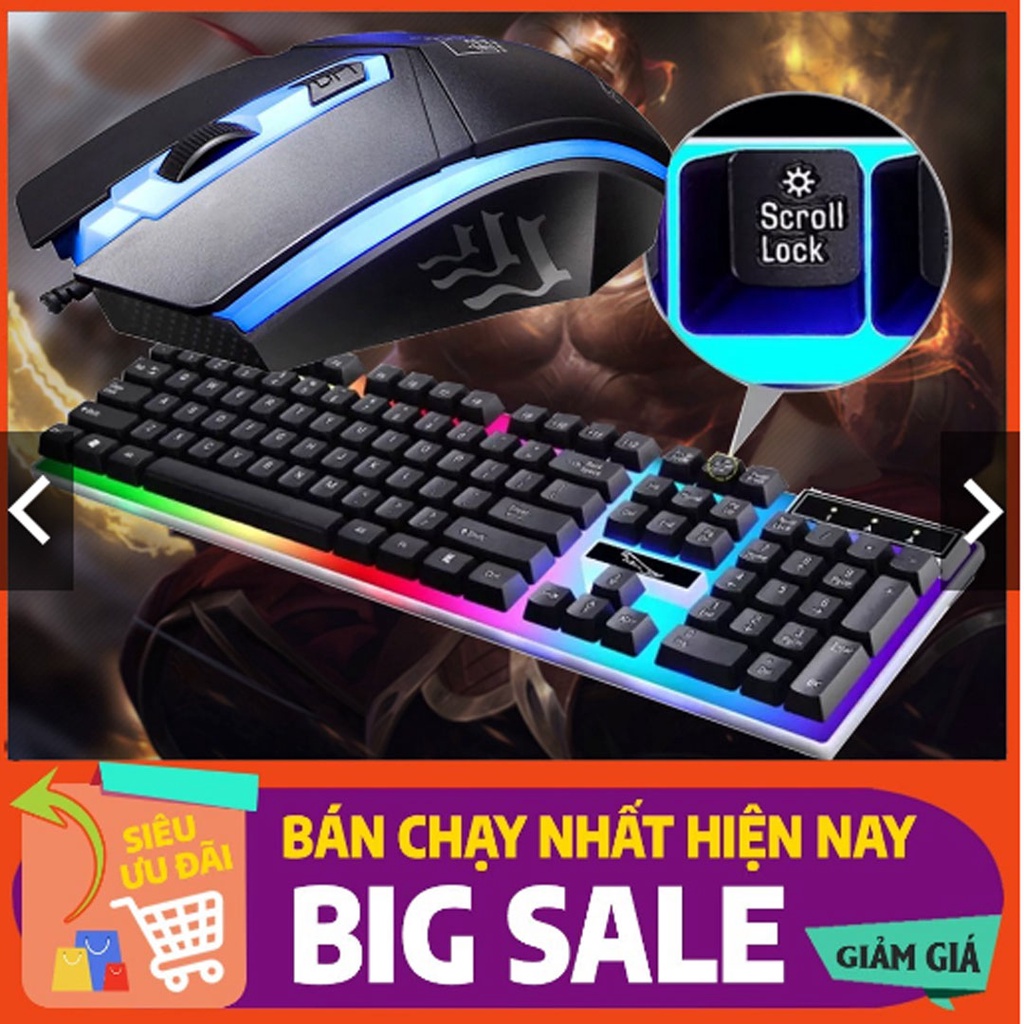 bàn Phím và Chuột máy tính Văn Phòng chơi games giả cơ có led 7 mầu dùng cho pc laptop