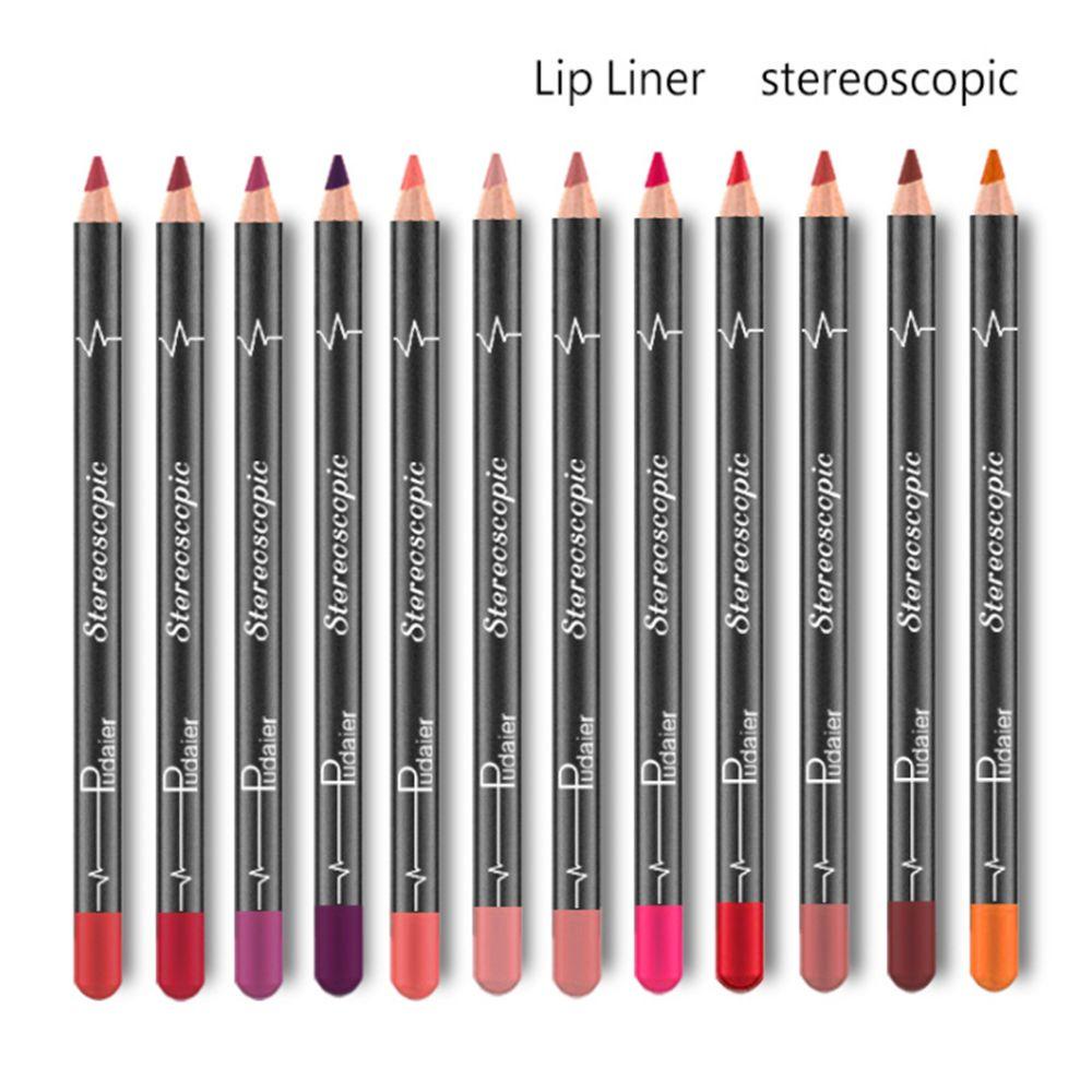 Set 12 Chì Kẻ Viền Môi Chống Thấm Nước Trang Điểm Làm Đẹp