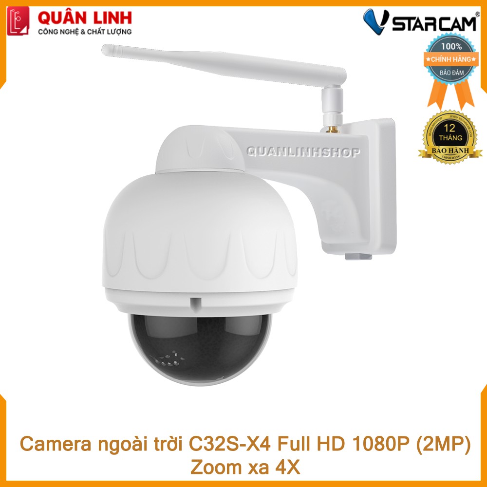 Camera giám sát IP Wifi hồng ngoại ngoài trời zoom xa 4X Full HD 1080P 2MP Vstarcam C32s-X4 kèm thẻ nhớ 32GB