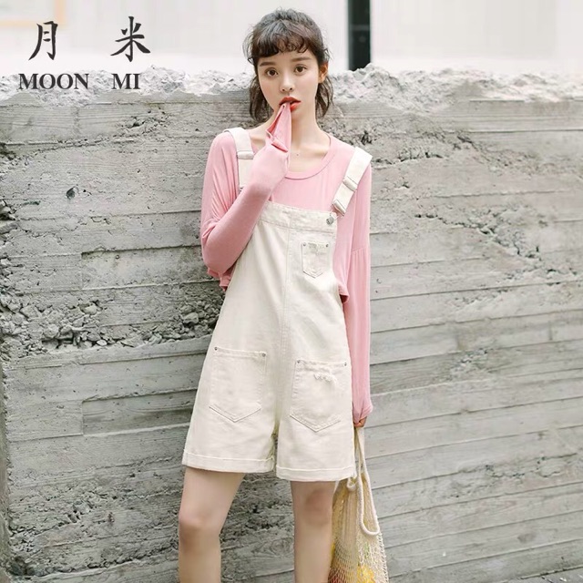 [KÈM ẢNH THẬT + SẴN S] quần yếm đùi bò jeans túi trước 3 màu đen trắng be ulzzang hàn quốc | BigBuy360 - bigbuy360.vn