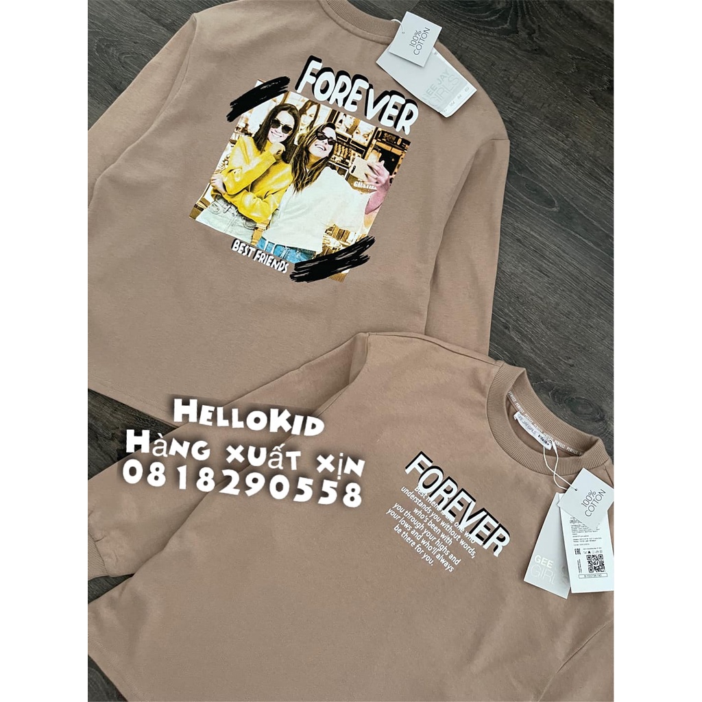 A442 - Áo nỉ forever vàng nude bé gái