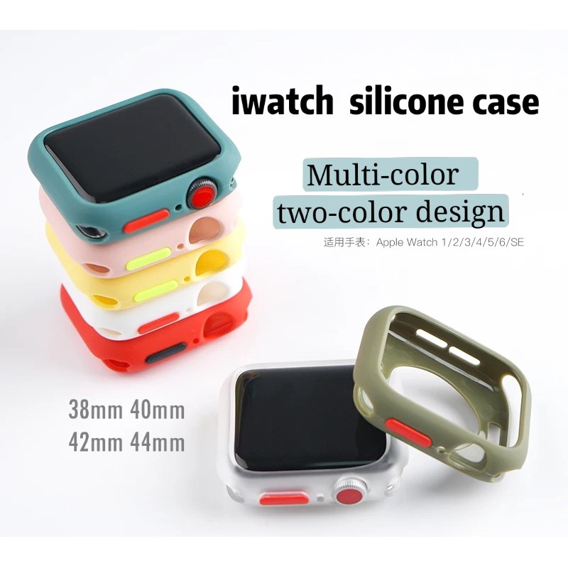 Ốp đồng hồ silicone TPU chống sốc thích hợp cho Iwatch 1 / 2 / 3 / 4 / 5 / 6 Se 38mm 40mm 42mm 44mm